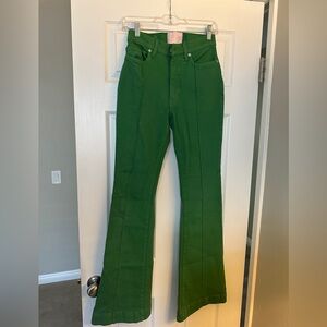 REVICE Kelly Green High-Waist Flare Pants